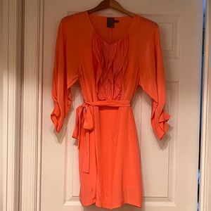 Ali Ro Ruffled Front Silk Dress